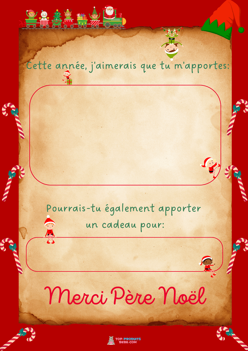 Lettre Père Noël 2022 à imprimer gratuitement