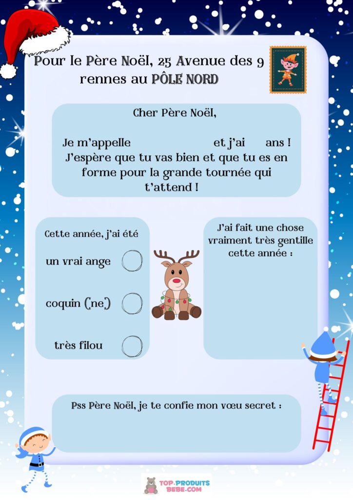 Lettre pour le Père Noël 2023 à imprimer